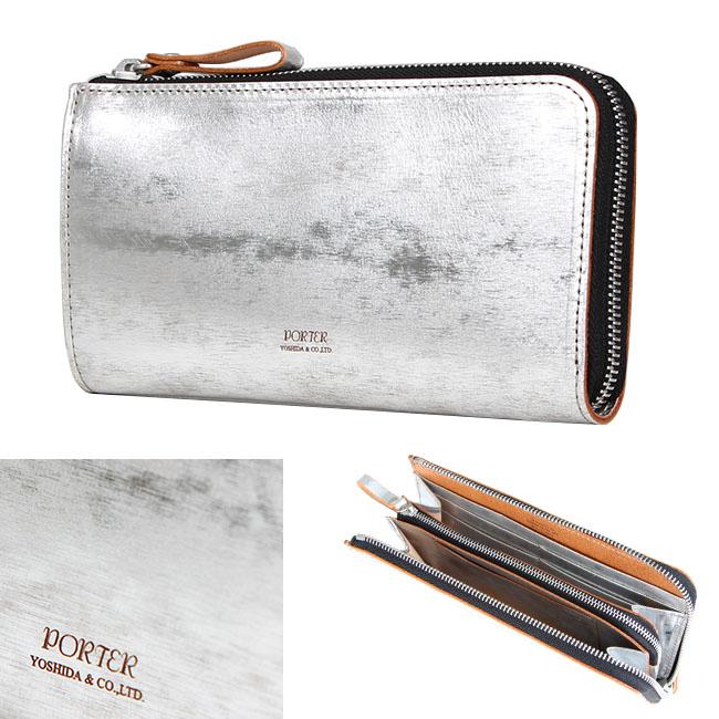 グ*ン様 PORTER シルバー 長財布 ポーター フォイル ロングウォレット 195-01329 吉田カバン 長財布 L字