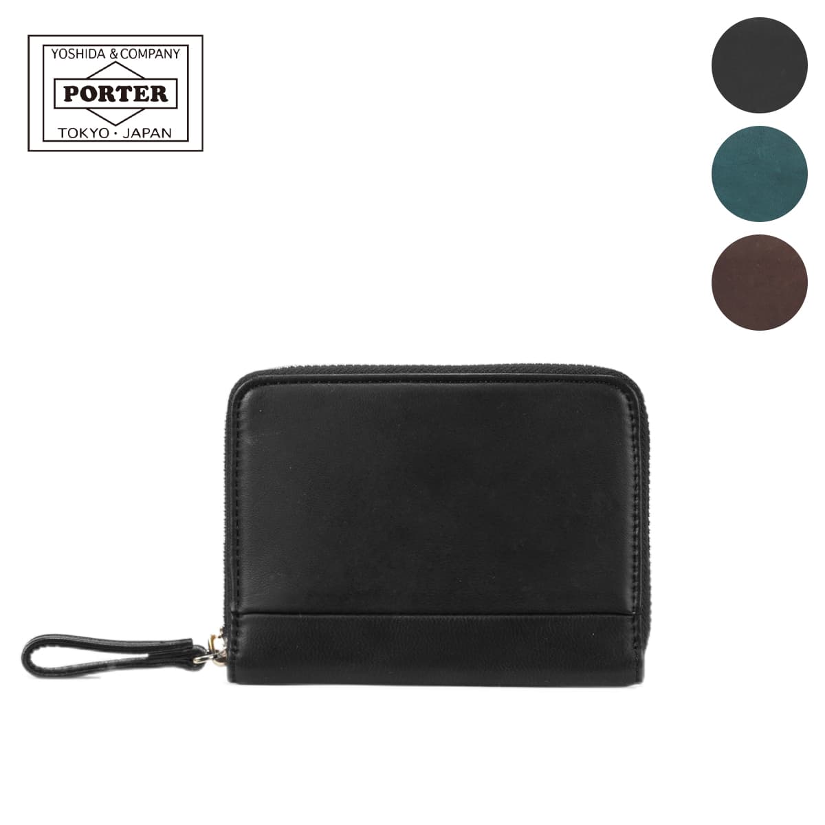 ポーター ワイズ ウォレット 341-01319 PORTER 二つ折り財布 ラウンドファスナー ミドル財布 ミドルウォレット 本革 馬革 緑