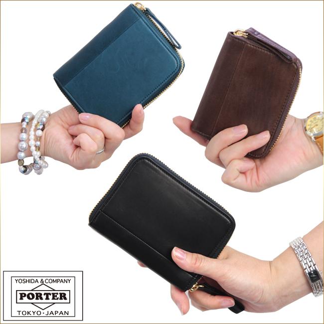 ポーター ワイズ ウォレット 341-01319 PORTER 二つ折り財布 ラウンドファスナー ミドル財布 ミドルウォレット 本革 馬革 緑