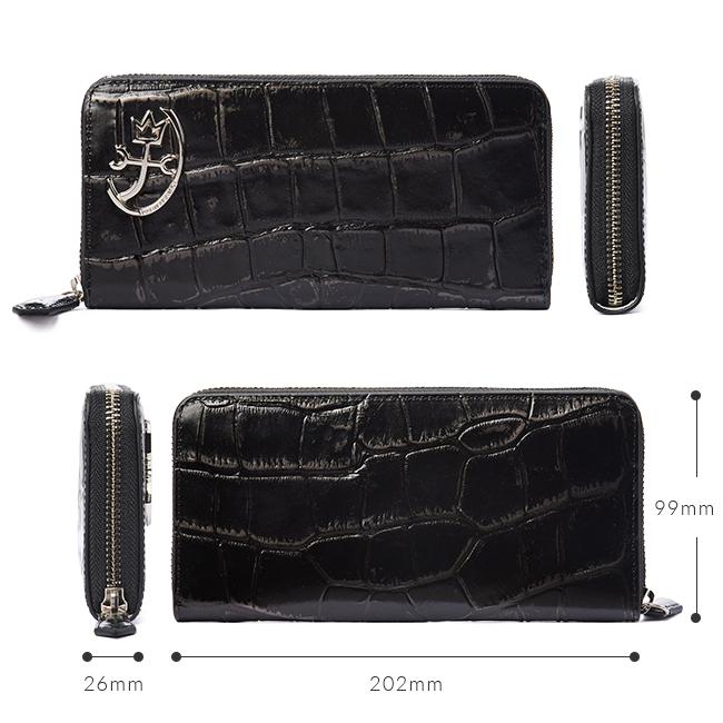 カステルバジャック ジプス 長財布 ラウンドファスナー クロコダイル