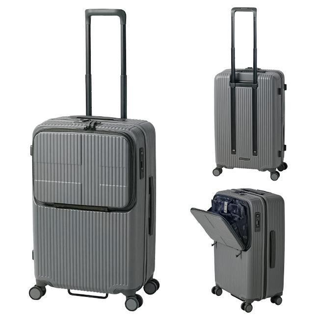 2年保証＋イノベーター スーツケース Mサイズ 62L フロントオープン 前