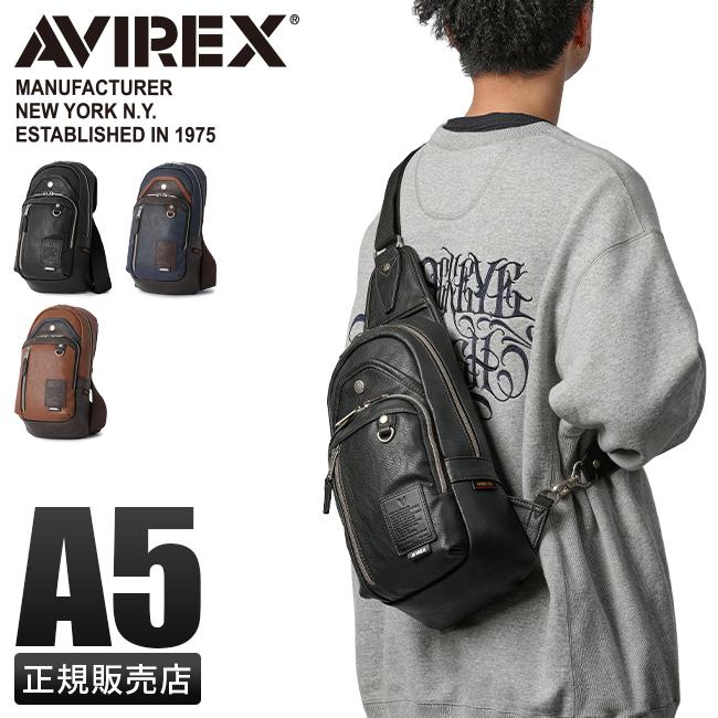 【極美品✨】アヴィレックス ボディバッグ 斜め掛け ロゴ レザー 牛皮 ブラック アヴィレックス AVIREX AVIREX アヴィレックス ボディバッグ ワン