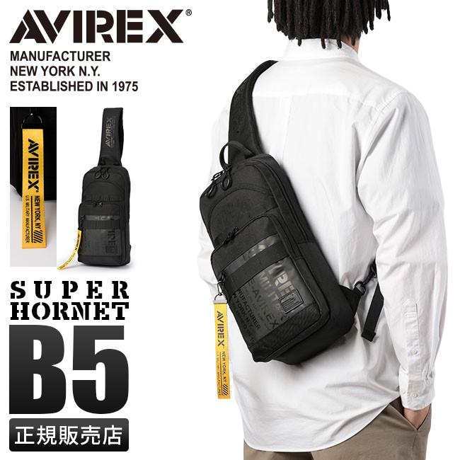 【極美品✨】アヴィレックス ボディバッグ 斜め掛け ロゴ レザー 牛皮 ブラック AVIREX（アヴィレックス） Bluto ブルト ボディバッグ 斜め掛けバッグ