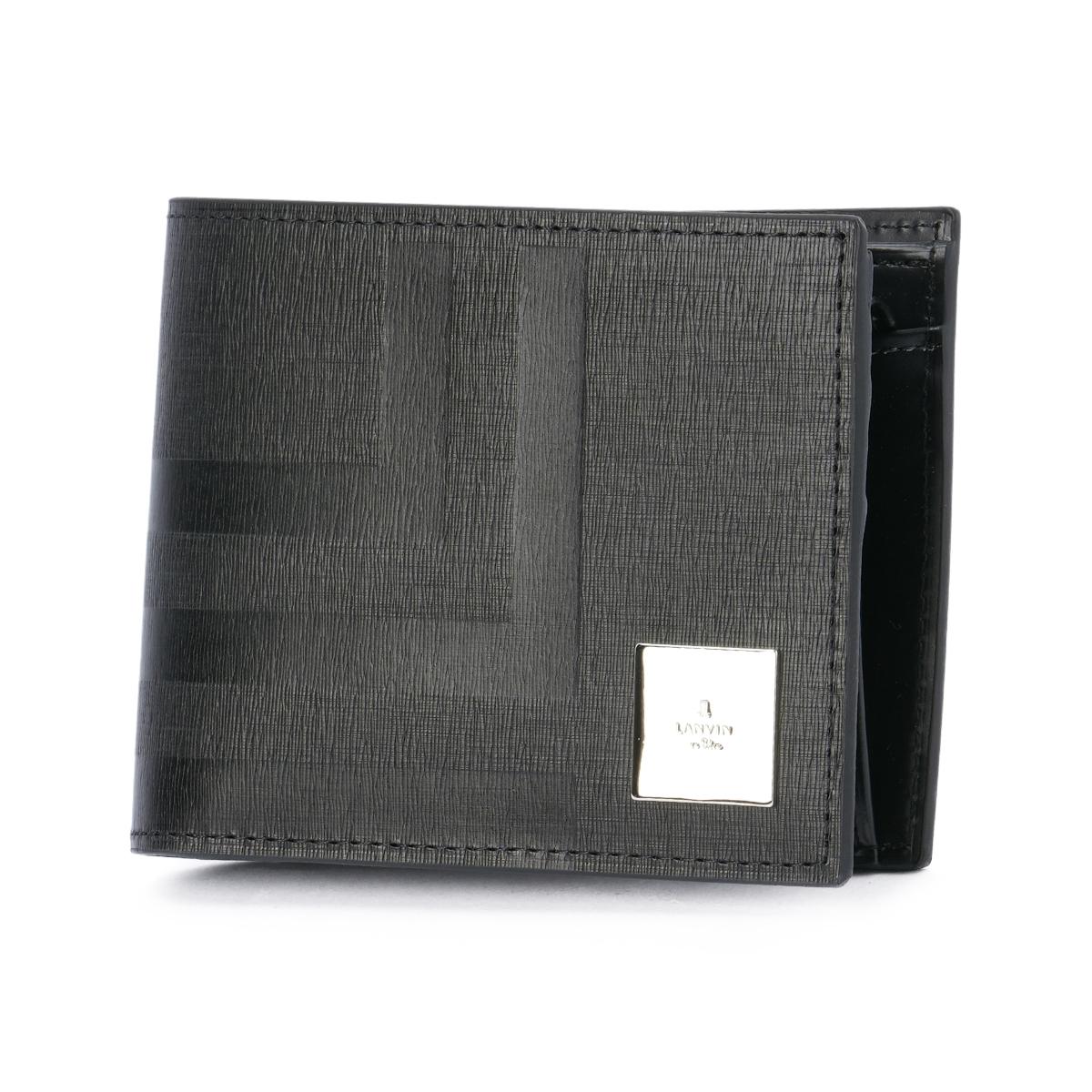 LANVIN en Bleu ブラックレザー二つ折り財布 LANVIN en Bleu ランバンオンブルー 二つ折り財布 レノア小物 小銭入れ