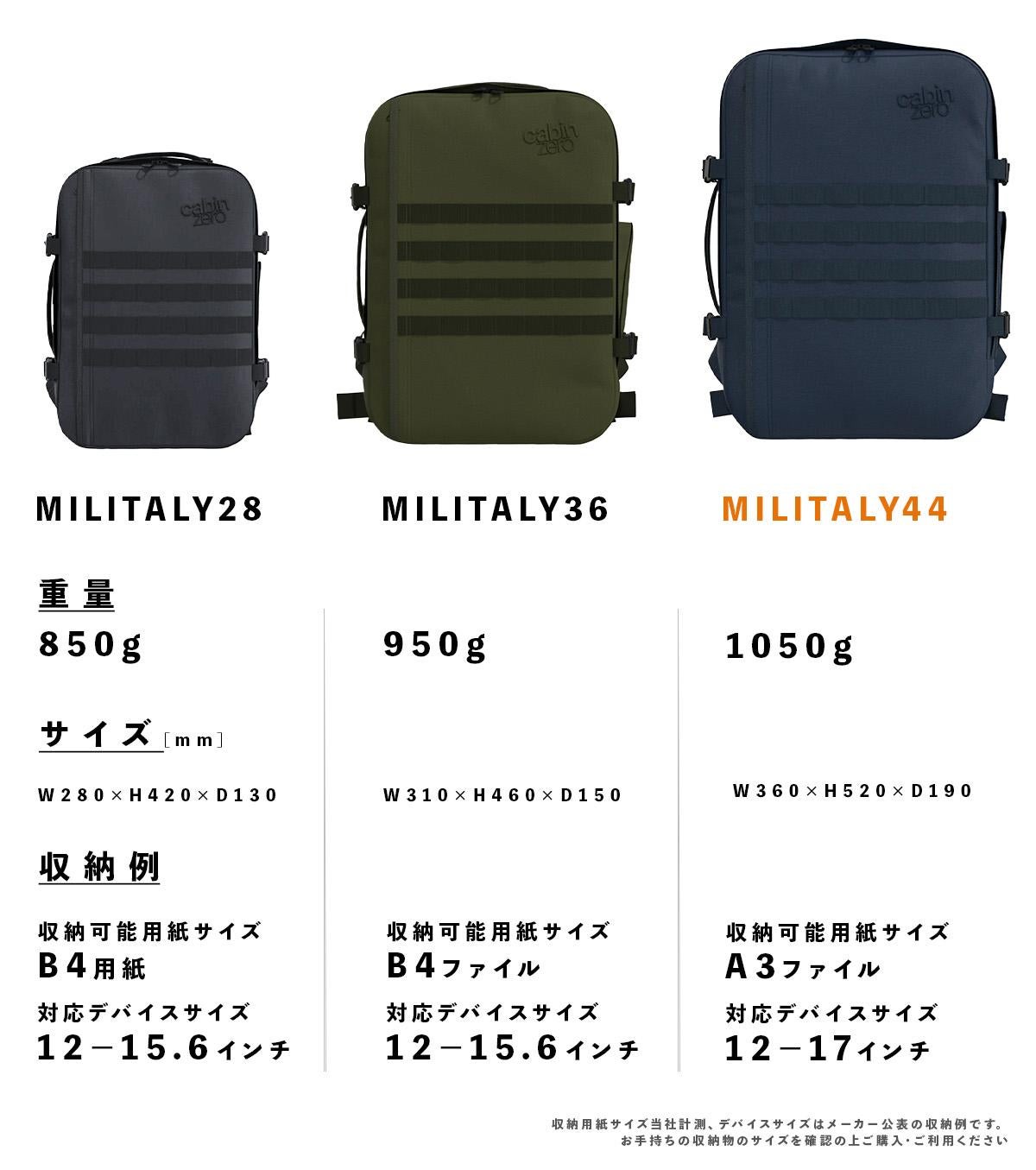キャビンゼロ ミリタリー リュック CABINZERO military44