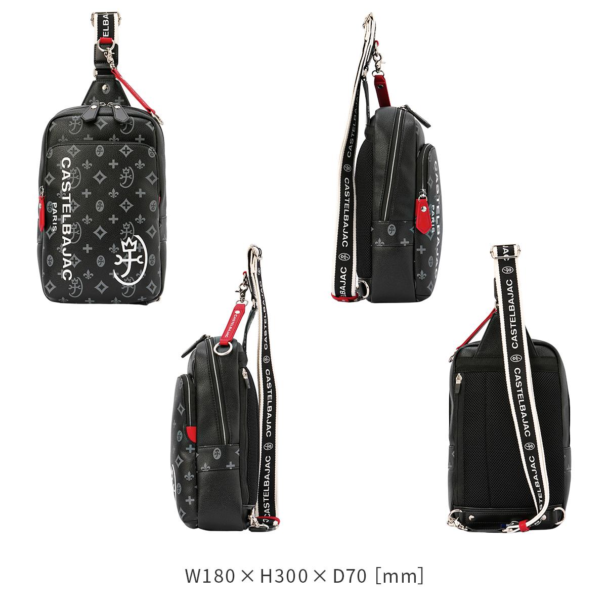 極美品 カステルバジャック サシャ ボディバッグ モノグラム 黒 ゴールドロゴ CASTELBAJAC（カステルバジャック） バッグ ショルダーバック メンズ