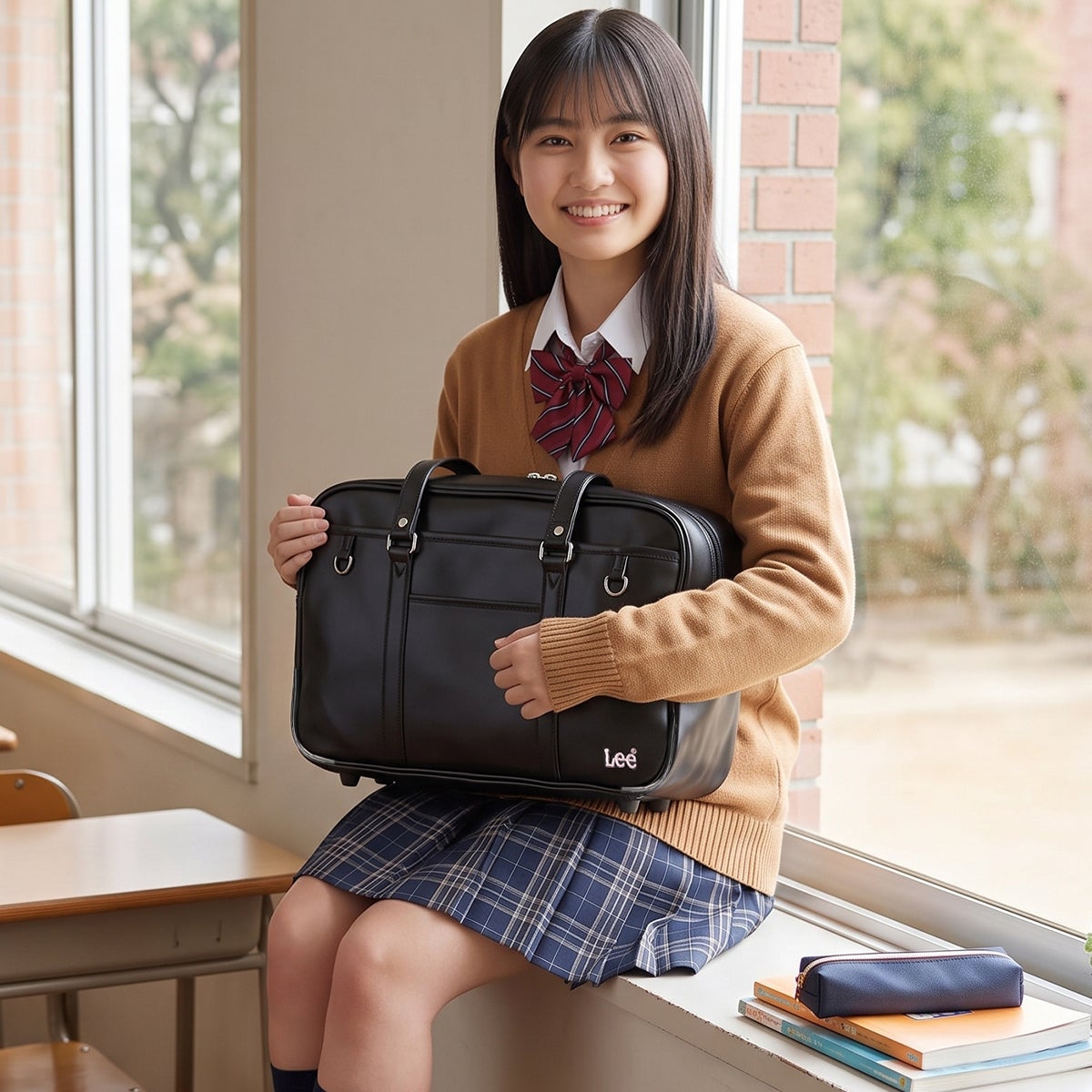 書学大系42巻 Lee リー スクールバッグ スクバ 茶色 ブラウン A4 320-4882 LINECPN
