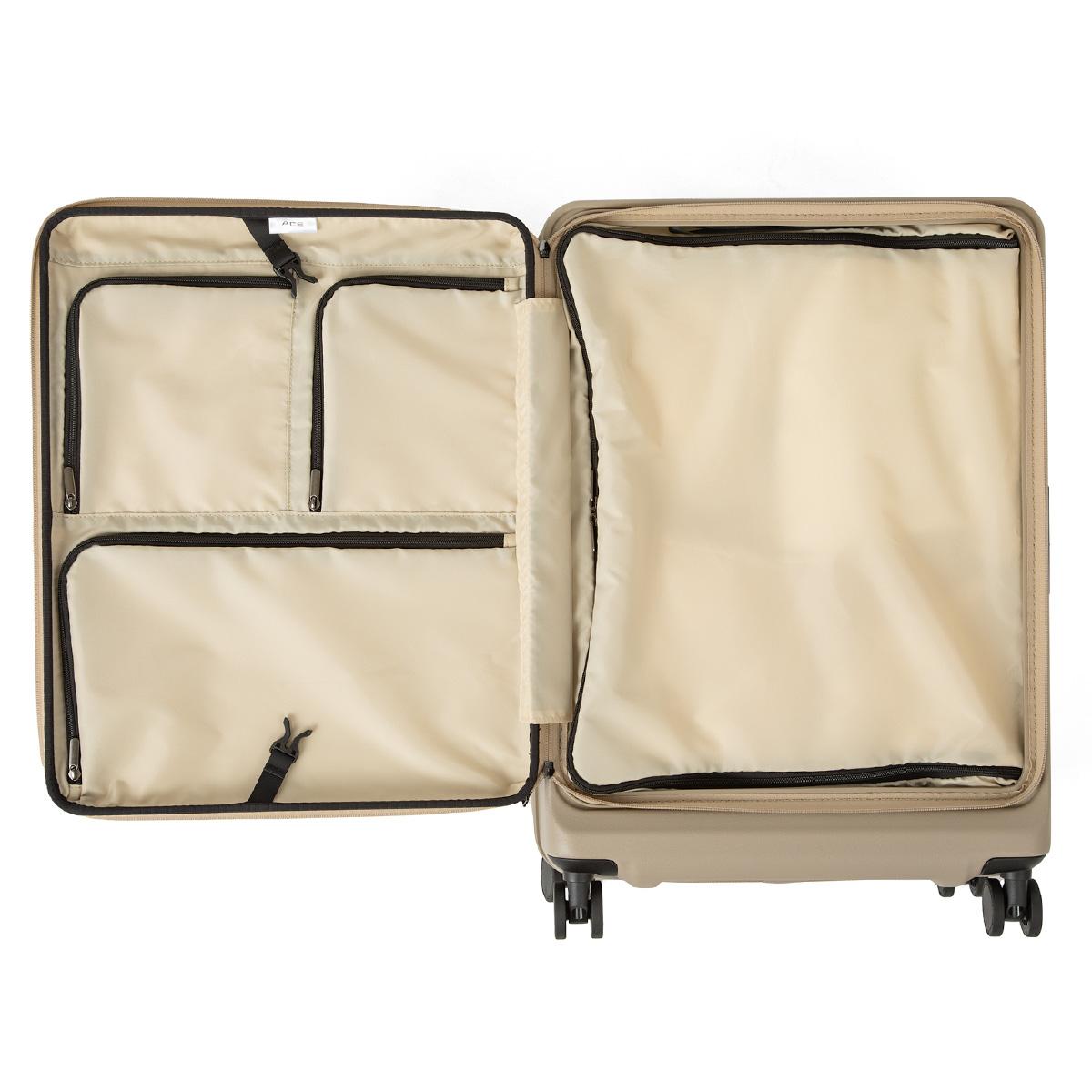 ACE スーツケース エスカレラ Mサイズ 62L/71L エース スーツケース Mサイズ 62L/71L フロントオープン 拡張機能