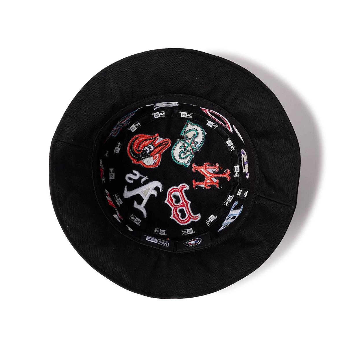 ニューエラ バケットハット TEAM LOGO ALLOVER MLB NEW ERA Bucket hat 01 Embroidery Team Logo Allover MLB Black