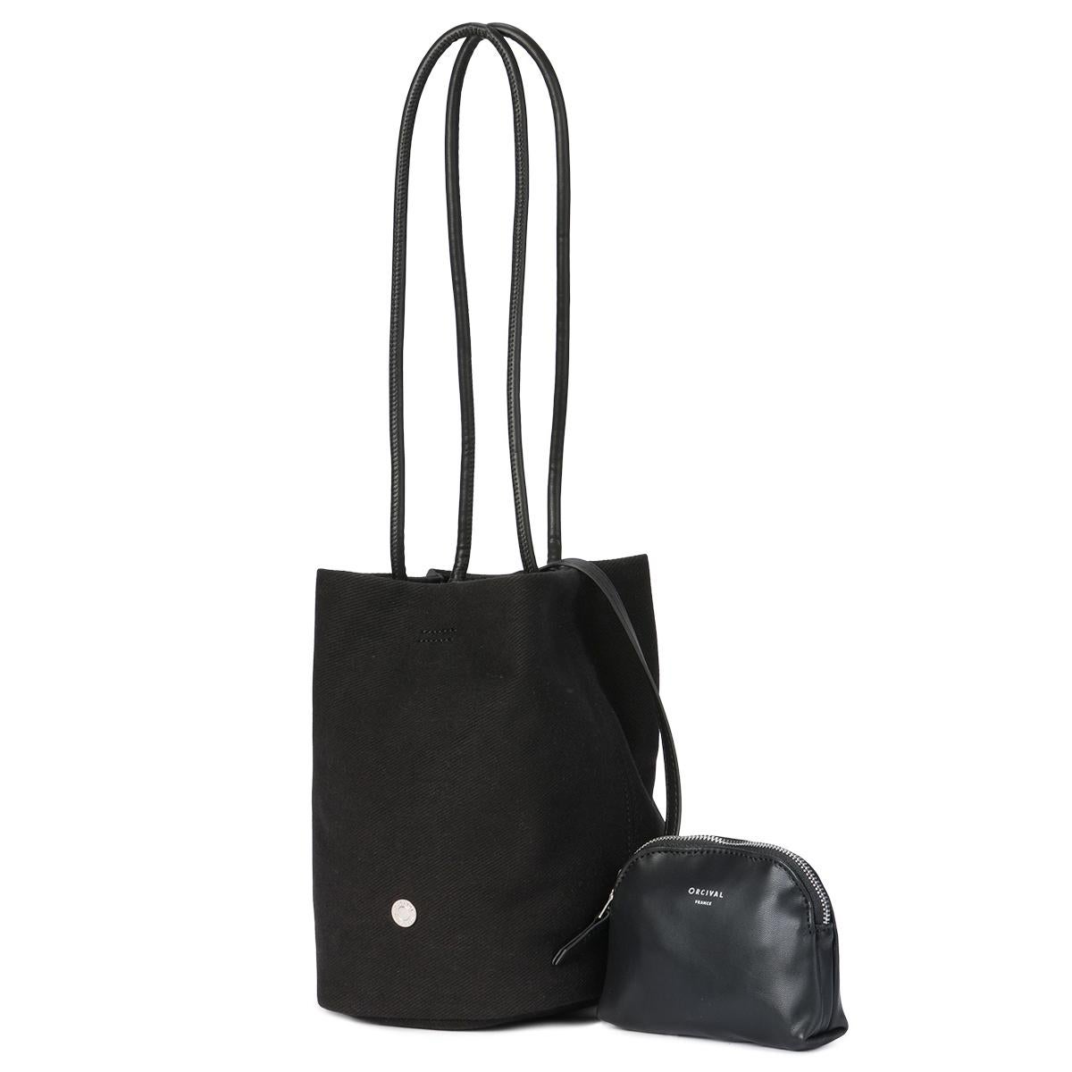 ORCIVAL オーシバル　ポーチ付黒巾着ショルダーバッグ　バケツ　ブラック ORCIVAL - ORCIVAL オーシバル ポーチ付黒巾着ショルダーバッグ バケツ