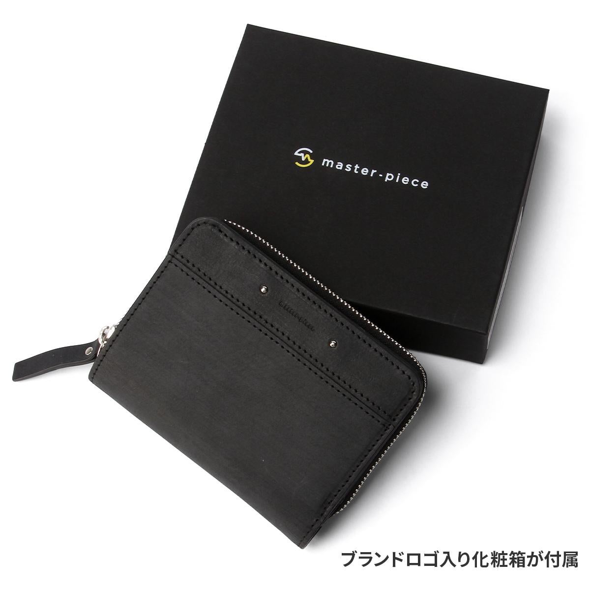 未使用級✨マスターピース コンパクトウォレット 財布 ラウンド ブラック 日本製 マスターピース 二つ折り財布 ミドル財布 ラウンドファスナー ミドル