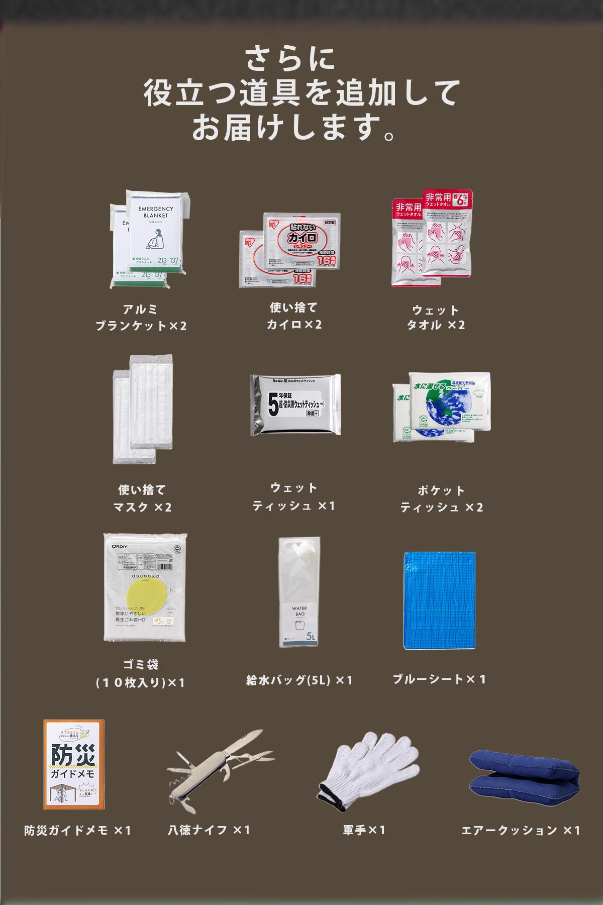 防災セット 2人用 28点 防災グッズ 防災バッグ 非常食 保存食 保存水