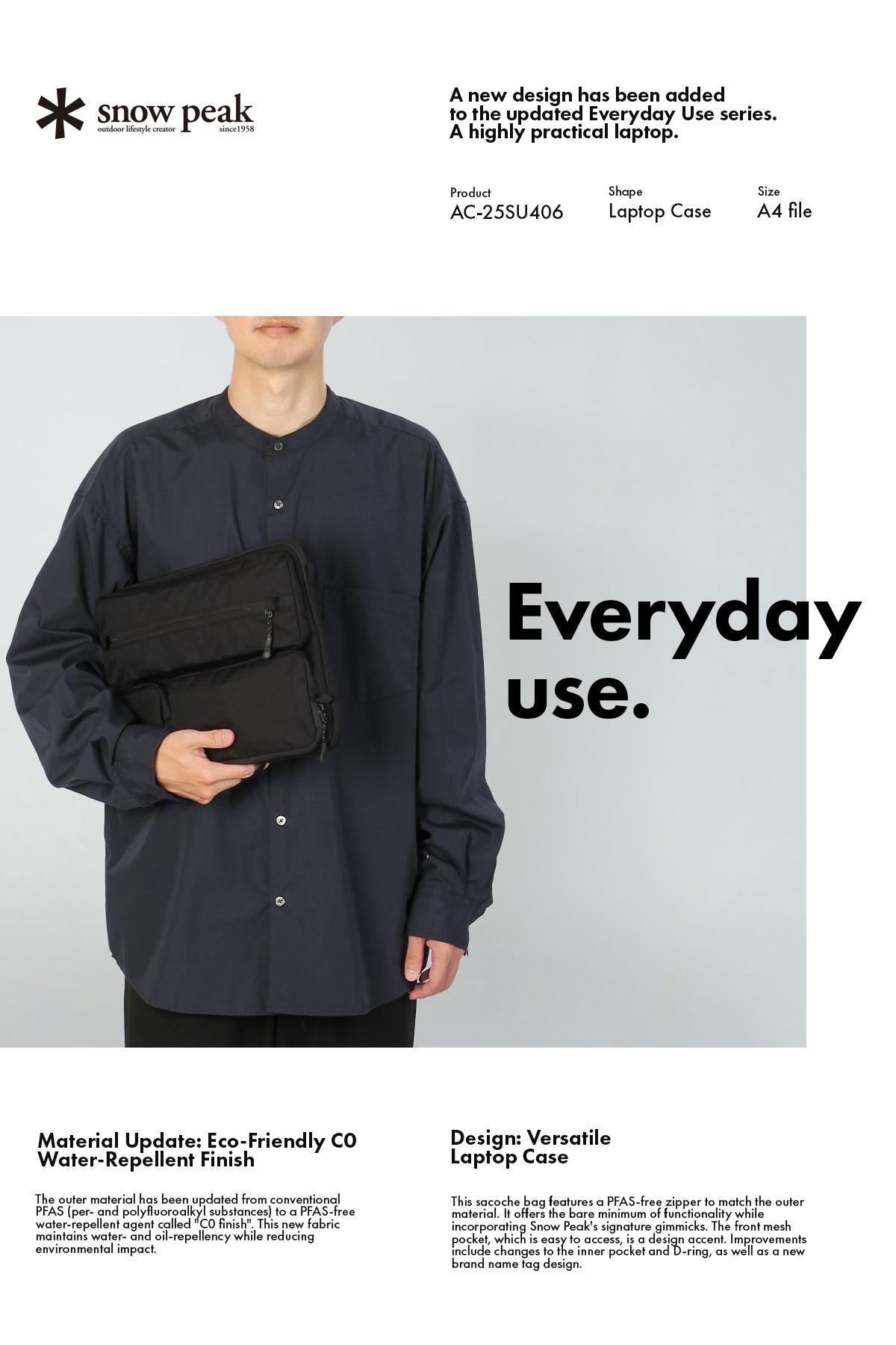 新商品/スノーピーク/スノーピーク/エブリデイユース/Everyday Use/Laptop Case/PCバッグ/A4【ac-25su406】