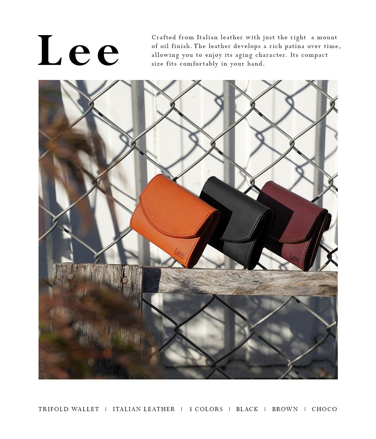 Lee リー 三つ折り財布 手のひらサイズ イタリアンレザー 化粧箱付き