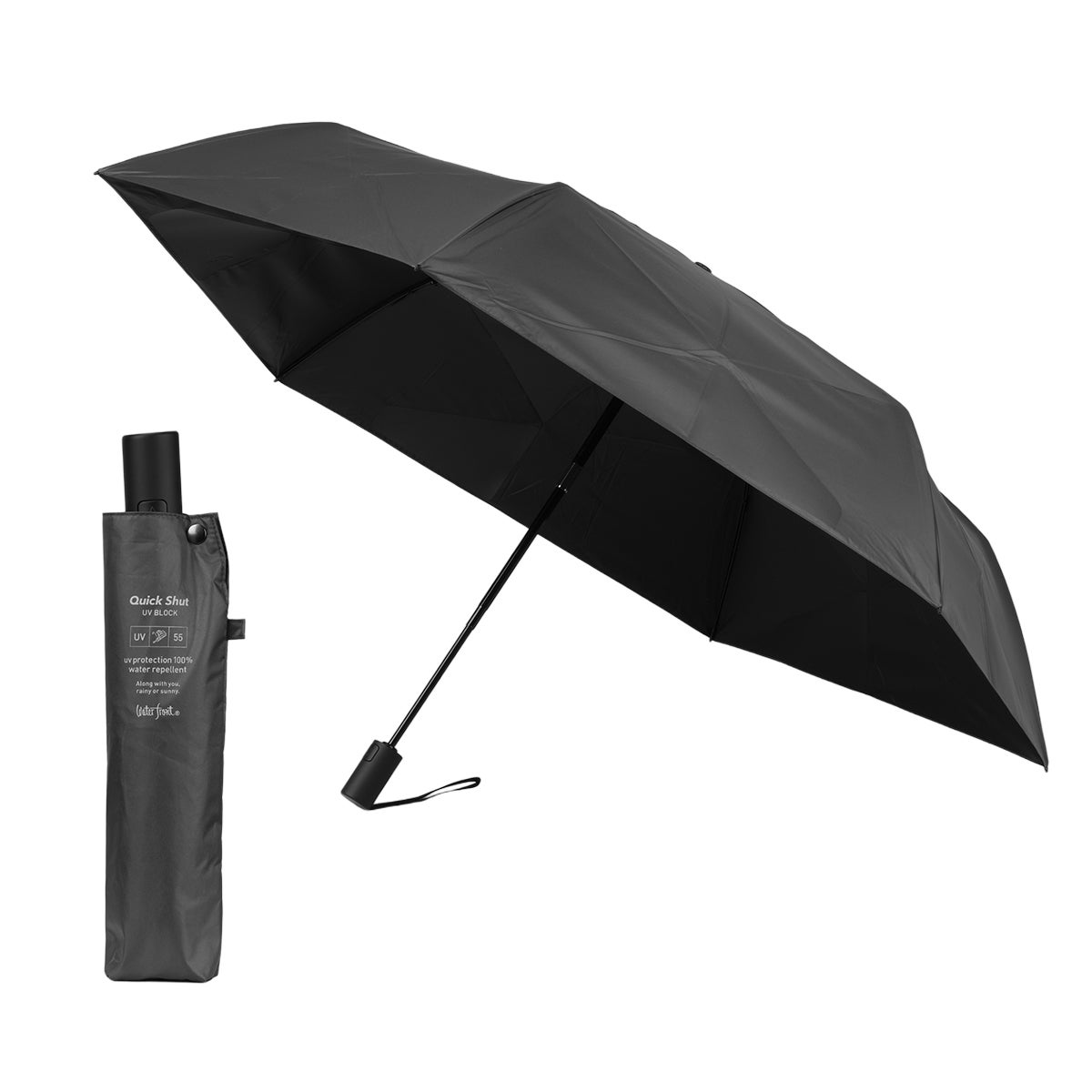 ウォーターフロント クイックシャット 折りたたみ傘 55cm 晴雨兼用