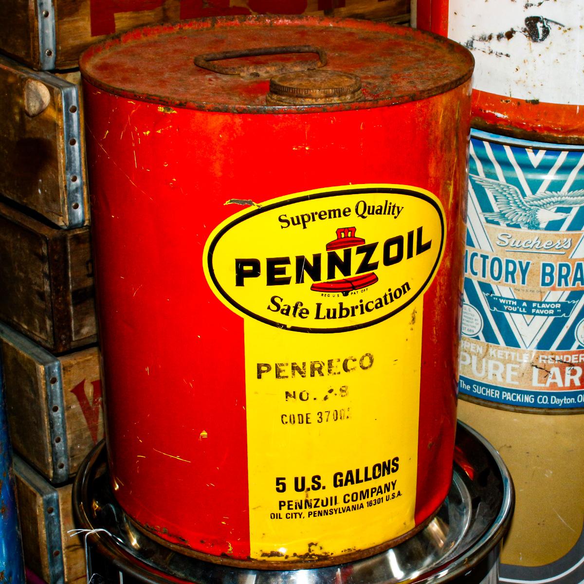 ヴィンテージ PENNZOIL 5ガロン缶 オイル缶 PENNZOIL 5 U.S. GALLONS オイル缶 VI-BIG-2383｜ONLINE STORE by