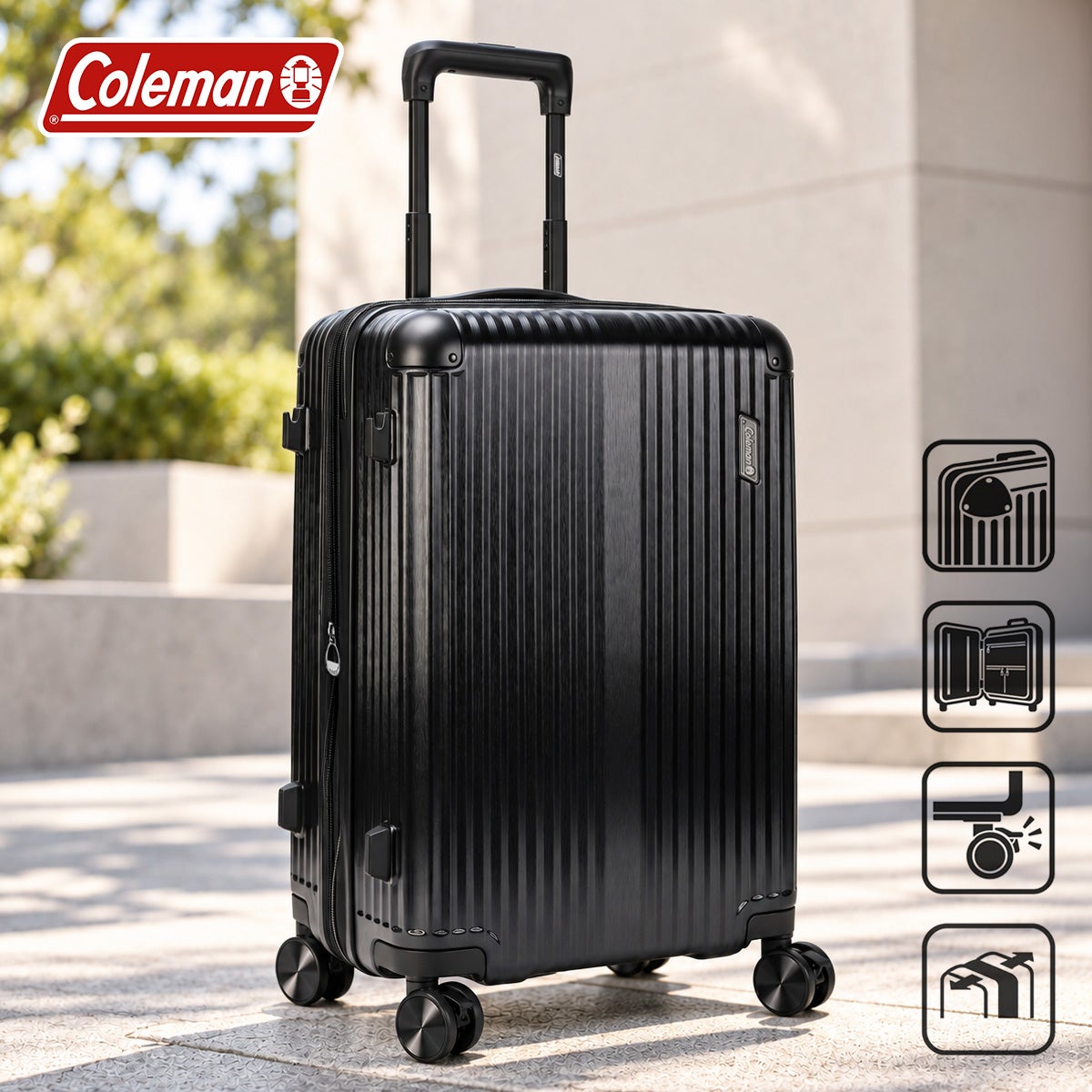 コールマン スーツケース Mサイズ 60L/69L 軽量 拡張機能 ストッパー